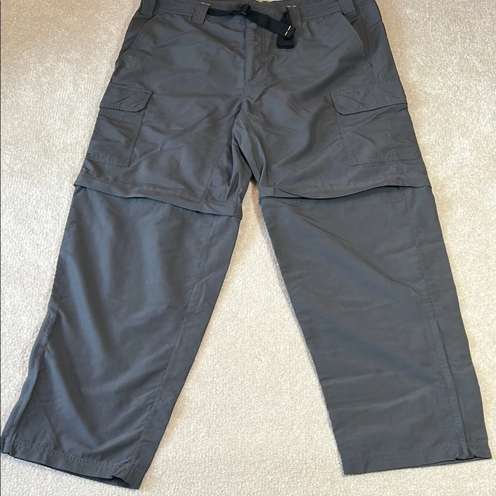 Eddie Bauer Gray Cargo Pants with Elastic Waistband convertible legs